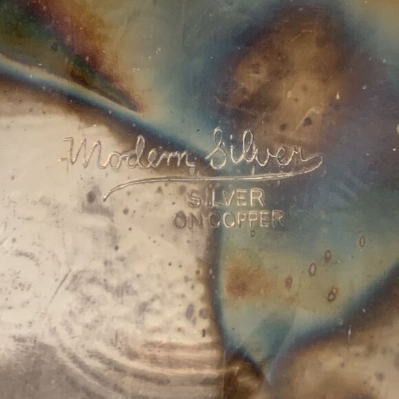 Vintage Modern Silver Silver-on-Copper Serving Tray/Platter 12" x 7" - Picture 5 of 5